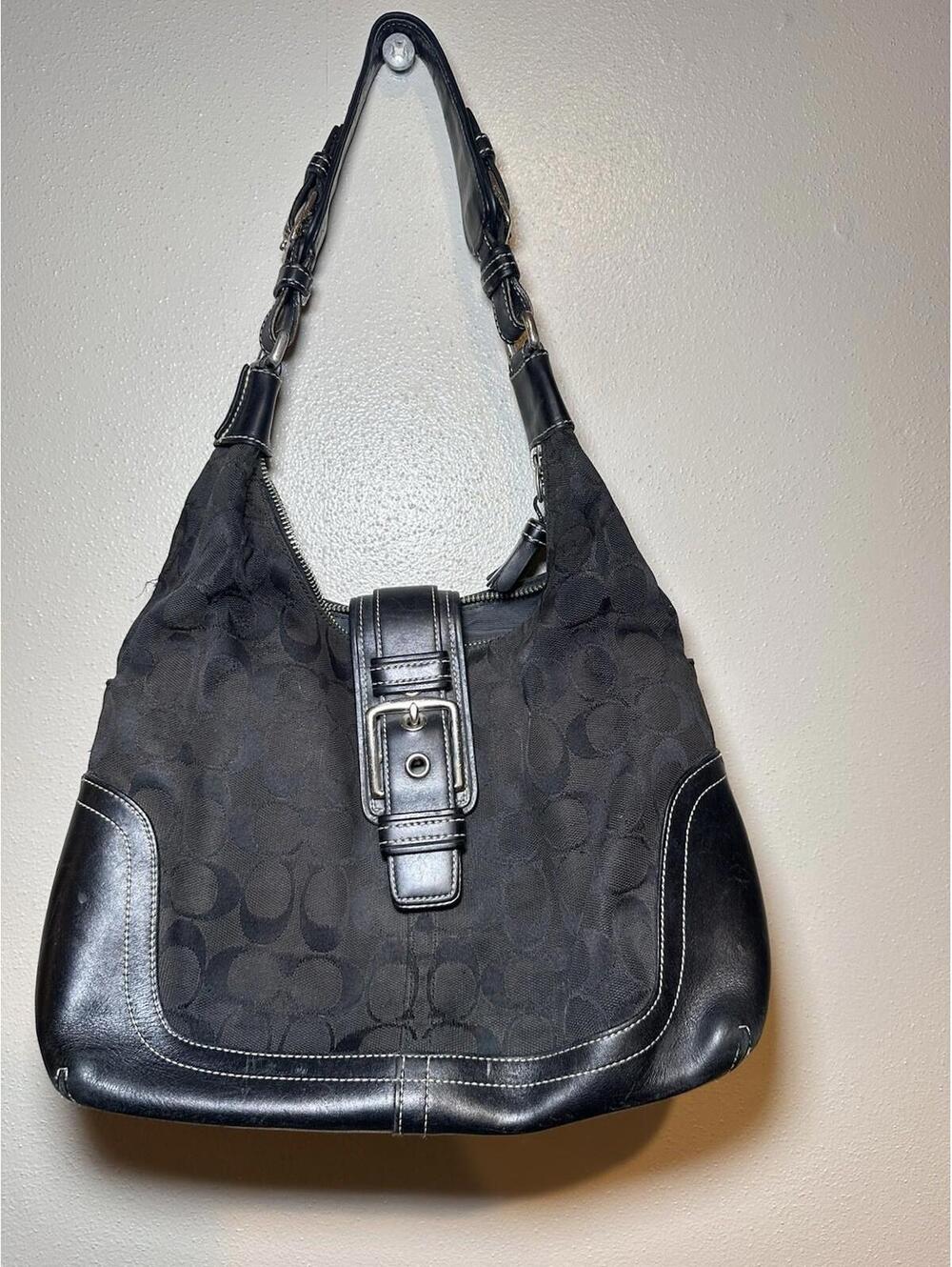 Vintage COACH BLACK LEATHER HAMILTON HOBO SHOULDER BAG